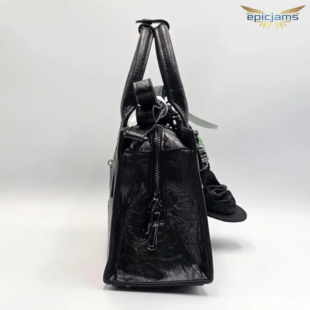 Wicked Elphaba Broomstick Crinkle Texture Black Crossbody Handbag Purse New - Picture 5 of 6